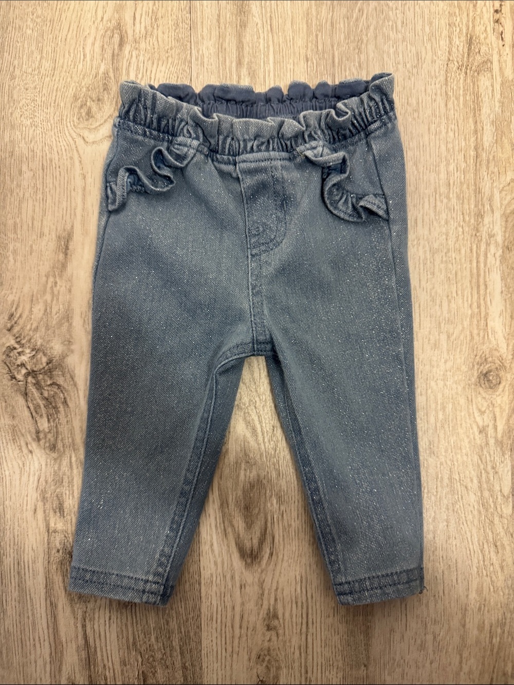 Cat & Jack Sparkle Denim Ruffle Leggings - Blue